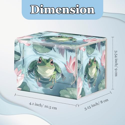 Commander Deck Box for Trading Cards - Fits 100+ Double Sleeved Cards, PU Leather MTG TCG Storage Case with Strong Magnetic Closure, Frog in Pond - color: Frog in Pond