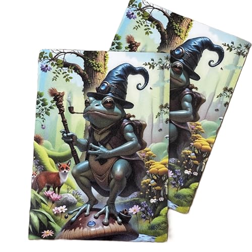 Foxtrot Designs TCG Art Card Sleeves. Frog Wizard Design - 100 Count Card Protectors with Matte Textured Back - Compatible with Magic The Gathering and Other TCGs & LCGs (Elder Croaks) - color: Elder Croaks