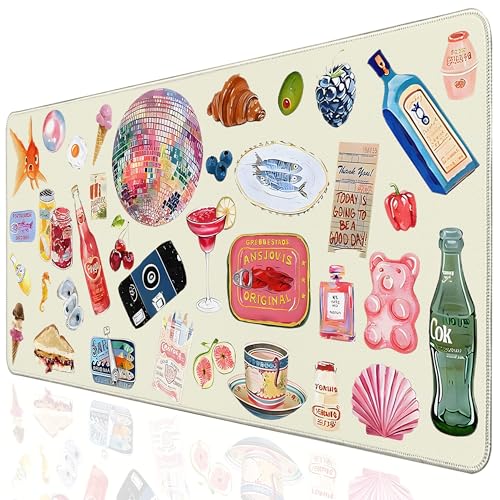 Desk Cover Mat, Large Cute Mouse Pad, Desk Pad Mat Decor for Office Game Home 31.5 X 15.7 Inch (Watercolor Stickers) - color: Watercolor Stickers