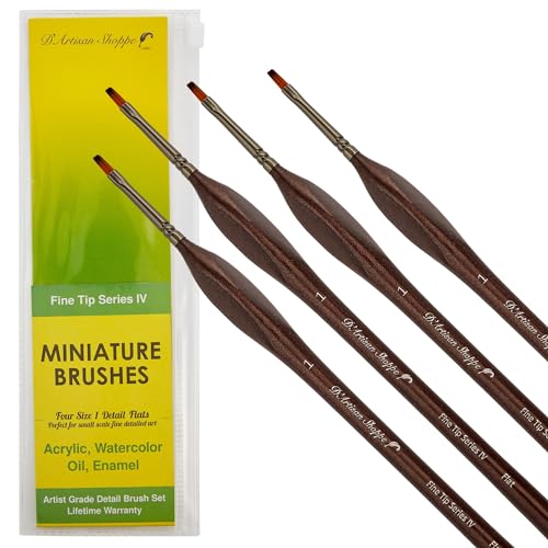 Small Paint Brush Set Craft. 4 pc Flat Paint Brushes for Acrylic Painting Size 1. Model Brush for Dry Brushing, Paint by Numbers, Hobby Detail Work, Touch-Up, and Miniature Painting Projects - style: 4 pc Flat Tip (Size 1)