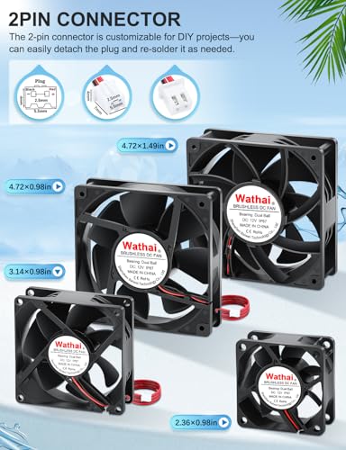 Wathai IP67 120mm DC 12V Exhaust Waterproof Fan Dual Ball 2pcs | High Preformance for Electronic Equipment Cabinet or DIY Cooling Ventilation Exhaust Projects IP67 2 Pack - size: 120x25mm