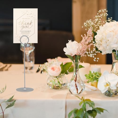 Urban Deco 16 Pieces Table Card Holder 8 inches Table Number Holders Place Steel Card Holders for Photos, Food Signs, Memo Notes, Weddings, Restaurants, Birthdays（Matte Silver） - color: Matte Silver