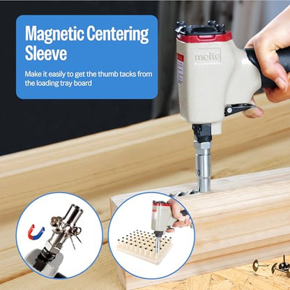 meite 1170 Pneumatic Deco Nail Gun 7/16 Inch (11.7mm) Head Diameter Air Decorative Tack Nailer Pins Nailer for Sofa Leather, Upholstering Furniture