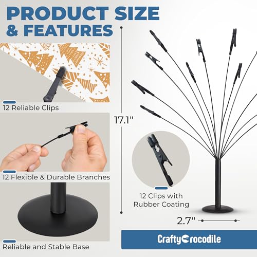 Gift Card Tree Holder to Hold Gift Cards, Lottery Tickets, Photos, Money | Lottery Ticket Holders with 12 Flexible Clips, Great for Birthday, Party, Wedding, Christmas, Metal Stand with Black Finish - color: With Clips Gift Card Tree