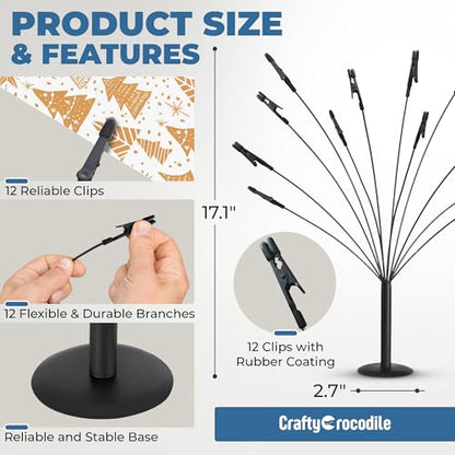 Gift Card Tree Holder to Hold Gift Cards, Lottery Tickets, Photos, Money | Lottery Ticket Holders with 12 Flexible Clips, Great for Birthday, Party, Wedding, Christmas, Metal Stand with Black Finish - color: With Clips Gift Card Tree
