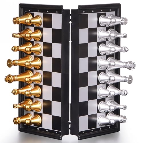 5" Mini Chess Set Travel Board Game with Magnetic Folding Chess Board Portable and Store Chess Pieces Pocket Chess Games for Kids and Adult,Easy to Carry