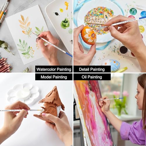 XDT#830 Rigger Artist Paint Brush 6 Piece Set Extra Long Fine Point Liner Tip #000#00#0#1#2#3, Scale Models Nail Acrylic Oil Watercolor - color: Blue 8pc