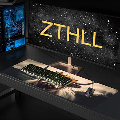 Desk Mat,Highland Cow Gaming Mouse Pad,XXL Extended Mouse Pad Mat for Office,Computer,Keyboard with Non-Slip Base Stitched Eges Mousepad 35''×15.7''×0.12'' - color: Highland Cow