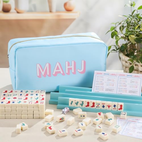 Soulchen Mini American Mahjong Tile Set Include 160 0.8 Inch Mahjong Tiles 2 Dice 4 Wooden Rulers 1 Accessory Bag 4 Beginner Rule Cards(Cowboy) - style: Cowboy