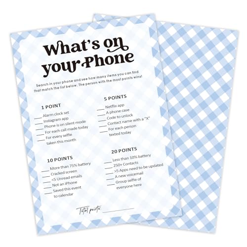 30 Pcs Party Icebreaker Games Set, "What's on Your Phone" Theme, Suitable for Wedding, Birthday Party, Group Gatherings,Deepen Friendships with Friends,Colleagues,Family or Guests,Break the Ice -A02 - color: PB A02