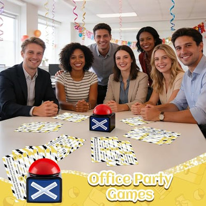 Office Party Friendly Feud Game with 2 Answer Buzzers, Fun Team Building Board Games for Adults Feud Card Trivia Quiz Activities for Holiday Party Work Staff Coworkers Office Group Employee - style: Office