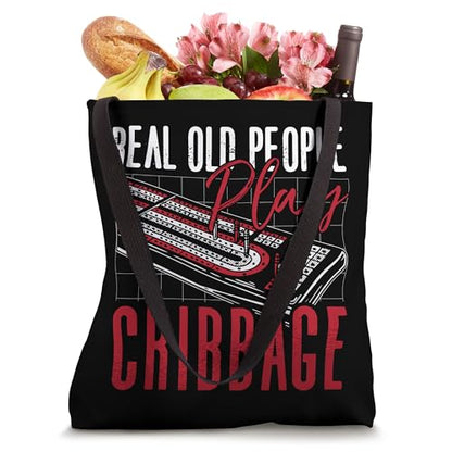 Real Old People Play Cribbage Loves Board Game Crib Cribbage Tote Bag