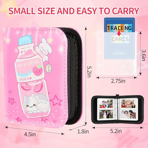 Small 1 Pocket Card Binder for Cards,Mini Trading Card Binder Holder Fits 80 Cards with 40 Removable Sleeves,Card Collection Binder Album Book Case for TCG,MTG,Sports Games (Bottle Cat) - color: Bottle Cat