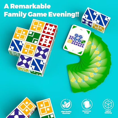 Family Matching Game for Kids & Adults, Block Puzzle Board Games for Boys & Girls Ages 6-8 8-12, 2 Player Card Puzzles for Children 6+ Year Olds - size: Edition 1.0: 2 players