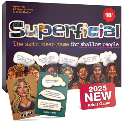 Superficial Adult Party Card Game - The Skin-Deep Game for Shallow People - Hilarious Party Games for 18+, 2 to 20 Players