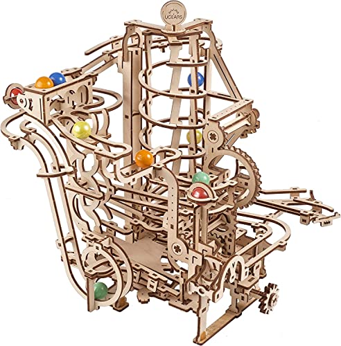 UGEARS Wooden 3D Puzzles for Adults - Wooden Marble Run Spiral Hoist Models for Adults to Build - Advanced Wooden 3D Puzzle Kit - Mechanical Model Wooden Puzzles for Hobbyists - 266 Pcs - color: Marble Run Spiral Hoist