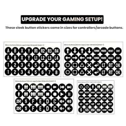Arcade Button Stickers 24mm 30mm Die Cut Labels for Arcade Cabinet | Black Arcade Button Stickers Compatible only with 24mm & 30mm arcade buttons, not for PlayStation/Xbox handheld controllers - color: Game Button Labels Stickers Black* 4 Pcs