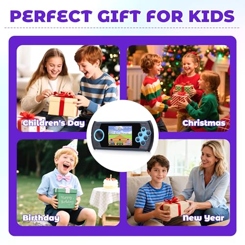16 Bit Handheld Game for Kids Built-in 230 HD Classic Retro Video Games USB Rechargeable 3.0 Inch Childrens Travel Electronics Toys Portable Gaming Player System Gift for Boys Girls Ages 4-8-12 - style: Blue
