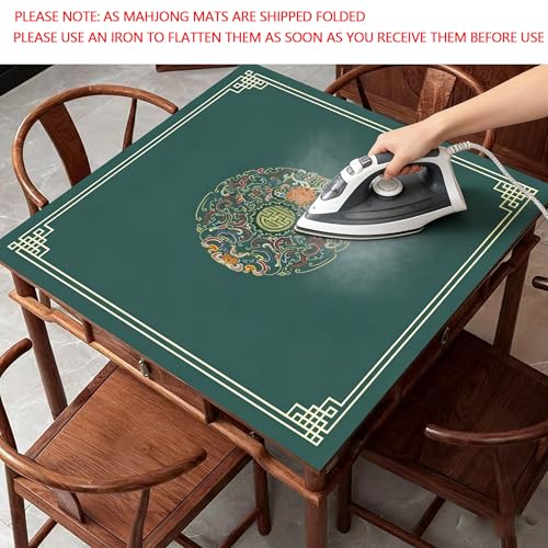 Chinese Style Mahjong Mat, 31.5 * 31.5'' Anti Slip and Noise Reduction Mahjong Table Mat for Poker, Card, Board & Tile Games (Dark Green) - style: Dark Green
