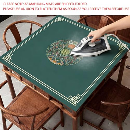 Chinese Style Mahjong Mat, 31.5 * 31.5'' Anti Slip and Noise Reduction Mahjong Table Mat for Poker, Card, Board & Tile Games (Dark Green) - style: Dark Green