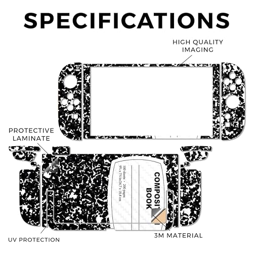 Carbon Fiber Gaming Skin Compatible with Nintendo Switch 2 Console Only - Composition Book - Premium 3M Vinyl Protective Wrap Decal Cover - Easy to Apply | Crafted in The USA by MightySkins