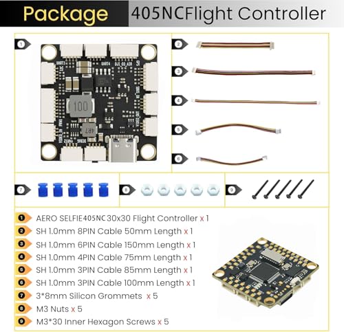 AERO SELFIE F405NC Drone Flight Controller, 2-10S LiPo, BMI42688 IMU, SPL06/DPS310 Barometer, OSD, 6 UART, 10 PWM, BEC 5V/9V, MicroSD Slot, Supports Betaflight, Ardupilot, INAV