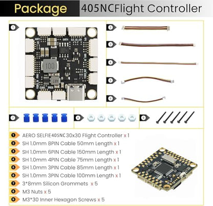 AERO SELFIE F405NC Drone Flight Controller, 2-10S LiPo, BMI42688 IMU, SPL06/DPS310 Barometer, OSD, 6 UART, 10 PWM, BEC 5V/9V, MicroSD Slot, Supports Betaflight, Ardupilot, INAV