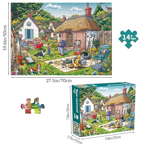 Puzzles for Adults 1000 Pieces, Warm Courtyard Jigsaw Puzzle with 1:1 HD Poster, Perfect Interlocking No Dust, Stress Relief Ideal Gift for Family Games - color: Warm Courtyard