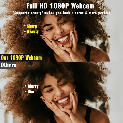 1080P Webcam for PC/Laptop, USB Webcam with Microphone, Noise Cancellation, Support Beauty, Plug & Play with Auto Light Correction for Video Calls, Live Streaming Gaming & Online Meetings - size: 1080P