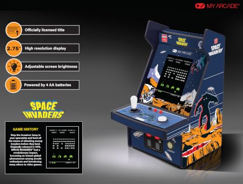 My Arcade Space Invaders Micro Player Pro: Retro Games, 6.75" Arcade Machine, Retro Gaming - style: Space Invaders