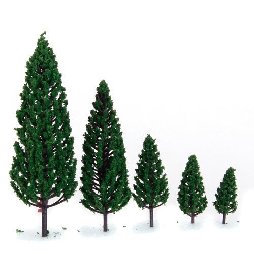 Mixed Model Trees, 29pcs, 1.5-6 inch(4-16 cm), Ho Scale Bushes, Diorama Supplies, Plastic Trees for Projects, Model Train Scenery with No Bases - style: 29pcs green trees