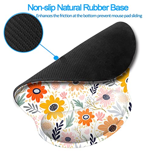 Memory Foam Wrist Support Mouse Pad Comfortable Padded Wrist Mousepads 9in X10in Desktop Notebook Mouse Mat (Pretty Flower Foam) - color: Pretty Flower Foam