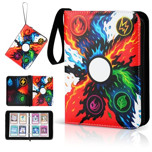 Trading Card Binder, 4-Pocket, Holds 480 Cards, 120 Pages Side-Loading Card Album, PU Leather, Acid-Free Archival Sleeves, Durable Organizer for MTG, TCG & Sports Cards, Gift for Kids, Boys and Girls - color: 4 Dark green