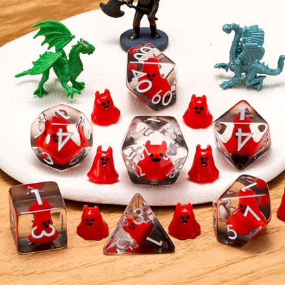 Polyhedral D&D Dice Red Sprite Dice,Resin DND Dice Set for Dungeons and Dragons MTG RPG Board Games - color: Red Sprite