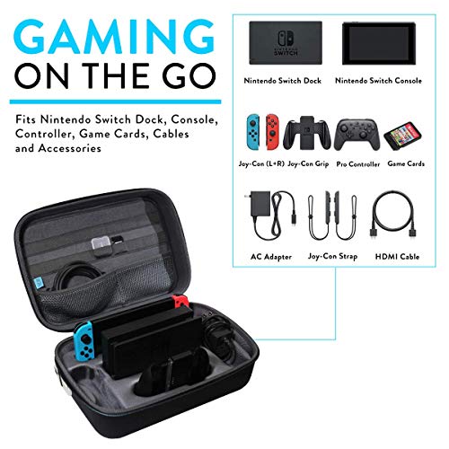 TUDIA EVA Carrying Travel Case Compatible with Nintendo Switch, Fits Nintendo Switch Dock, Console, Pro Controller, Joy Cons, Game Cards, Cables & Accessories - Black - size: Full-Set Case