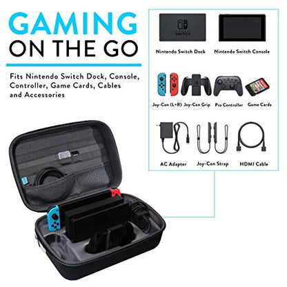 TUDIA EVA Carrying Travel Case Compatible with Nintendo Switch, Fits Nintendo Switch Dock, Console, Pro Controller, Joy Cons, Game Cards, Cables & Accessories - Black - size: Full-Set Case