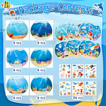 24 Sheets Ocean Stickers with Under The Sea Scenes, Make Your Own Sea Life Animal Fish Stickers, Ocean Summer Crafts Activities for Kids - style: Ocean 24 Sheets