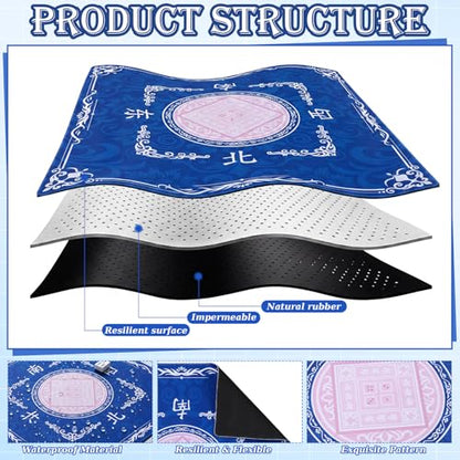 Thenshop Mahjong Mat Thickened Anti-Slip Game Mat with Drawstring Carrying Bag, 31.5" x 31.5" Waterproof Noise-reducing Table Cover for Mahjong, Poker, Card Games, Dominoes (Classic Style) - style: Classic