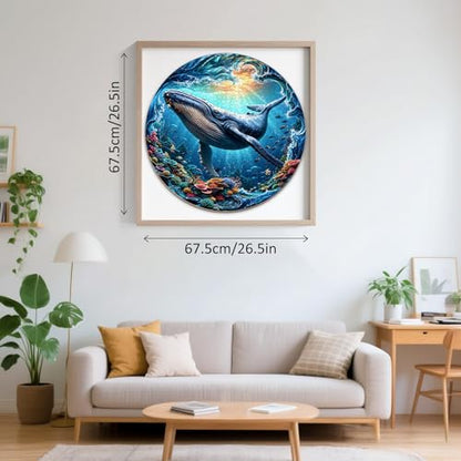 Puzzles for Adults 1000 Pieces, Ocean Blue Whale Jigsaw Puzzles 1000 Pieces for Adults, Circle Puzzles with Letters On Back, Challenging Family Game, 26.5 x 26.5in - color: Ocean Blue Whale