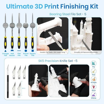 84Pcs 3D Printer Accessories, 3D Printer Tools Kit with Slotted Organizer Bag, PTFE Nozzle Anti-Stick Coating, T12 Needle Files, Deburring Tool, for All FDM/SLA, Bambu Lab, Ender 3, Anycubic,etc