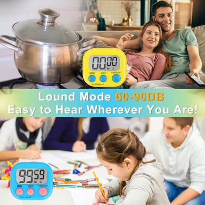 ZILLEEN Classroom Timer for Kids Teachers 2 Pack Digital Timers, Blue & Yellow - color: Blue & Yellow
