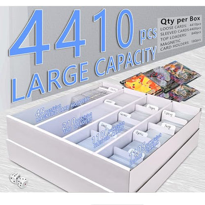 YYDS 4 Pack Trading Card Storage Box,4400 Count Card Storage Box,Baseball Card Storage with dividers & labels for Magnetic Card Hold/Top Loader/Loose Card