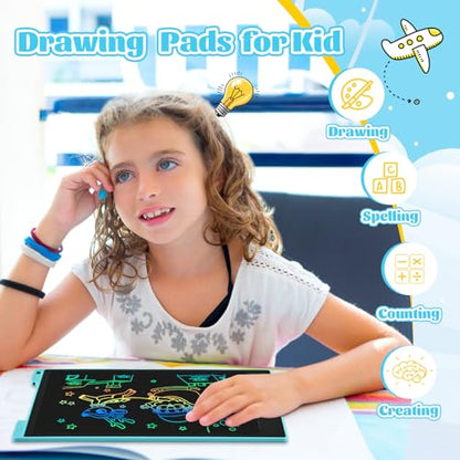 Kids Travel Essential 12 Inch LCD Writing Tablet for Kids, 2 Pack | Toys for Ages 3-8, Preschool Classroom Must Haves, Electronic Drawing Board, Birthday Gifts for Boys & Girls - color: 12”pink&blue