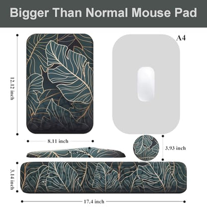 Ospelelf Keyboard Wrist Rest Ergonomic Mouse Pad with Wrist Rest Support Wrist Rest for Computer Keyboard, Green - color: Green Leaf
