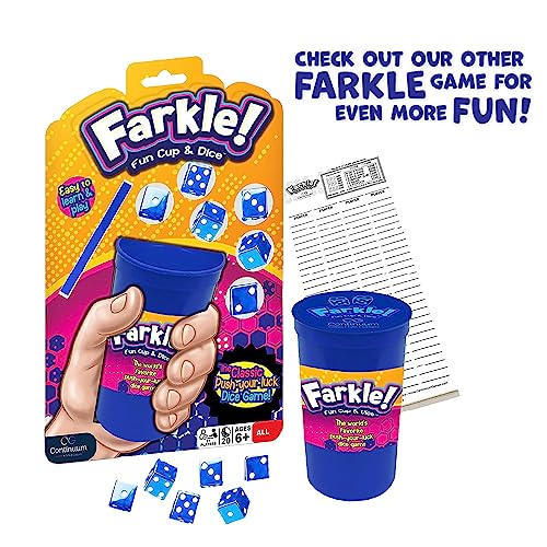 Farkle Deluxe Dice Games Set Includes 36 Colorful Dice, 6 Rolling Cups, Rolling Tray, and Score Sheets The Classic Push-Your-Luck Dice Game - style: Deluxe