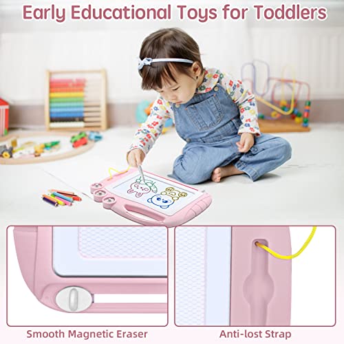 AiTuiTui Magnetic Drawing Board Toddler Toys for Girl Gifts, Erasable Doodle Sketching Writing Pad Travel Games for Kids in Car, Early Education Learning Skill Development Toys for Toddlers - color: Light Pink