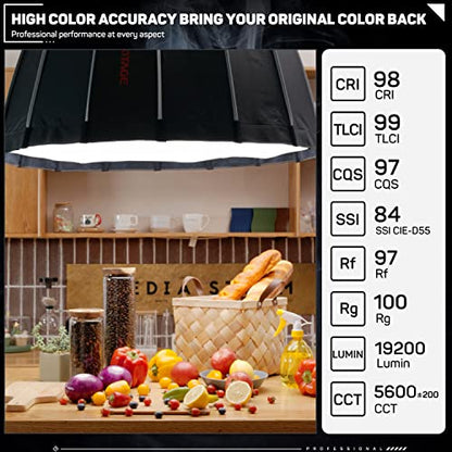 IFOOTAGE Video Light Kit 130W, Including SL1 130DNA Daylight Continuous Video Light, Round Base Light Stand 79"