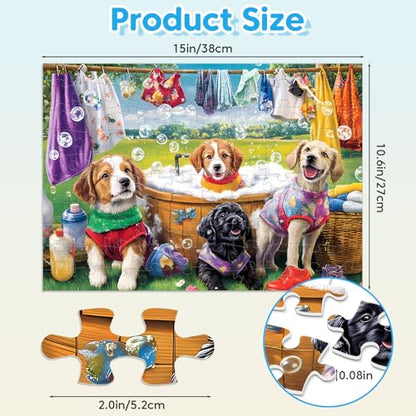 4-Pack 100 Piece Puzzles for Kids Ages 6-8 8-10 Year Old Large Piece Puzzles for Seniors 100 Pieces Jigsaw Puzzles for Kids Ages 4-6, Learning Educational Toys for Boys and Girls- Dogs Kittens Donuts - style: Cat Dog Donut