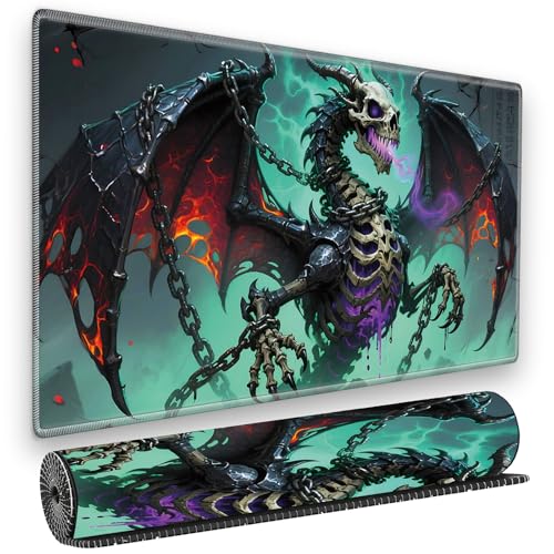 for MTG Playmat, for TCG Play Mat, 24 x 14 inches,Magic Game Card Commander Playmat,Trading Card Inked Game Mat Battle Game Rubber Non-Slip - Bone Dragon - color: Bone Dragon