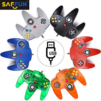 SAFFUN Classic N64 Controller, N64 Wired USB PC Game pad Joystick, N64 Bit USB Wired Game Stick Joy pad Controller for Windows PC MAC Linux Raspberry Pi 3 Sega Genesis Higan (Grey) - color: Wired Gray